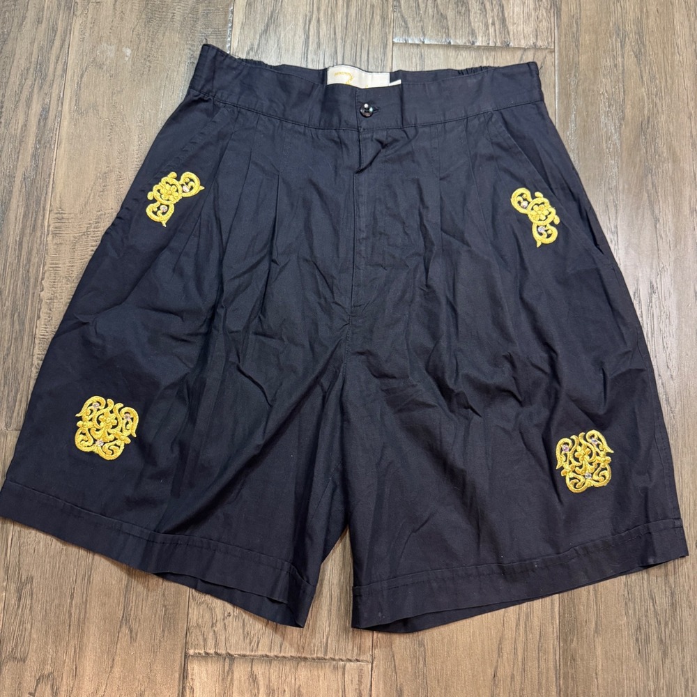 Vintage 80s Fantasy Sportswear Womens Embroidered Shorts Medium Made in USA